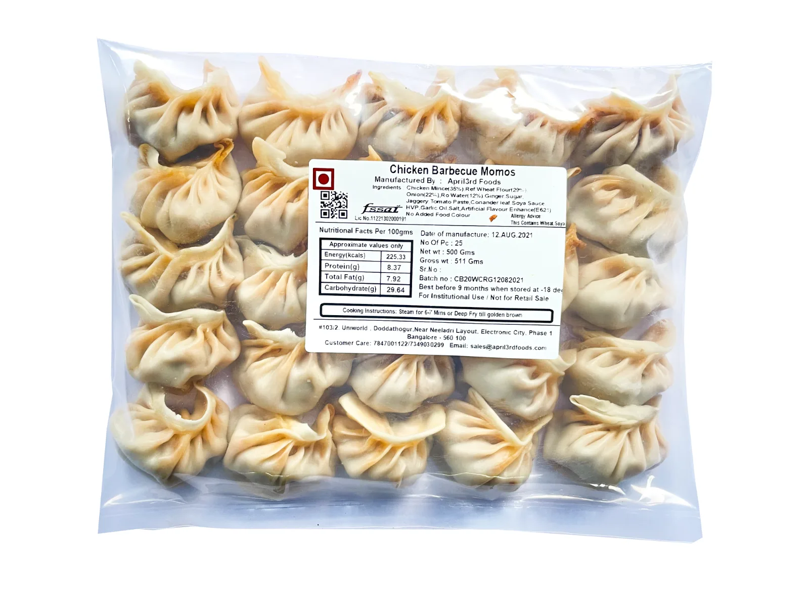 A3F - Chicken BBQ Momos, 500 g (25 Pcs)