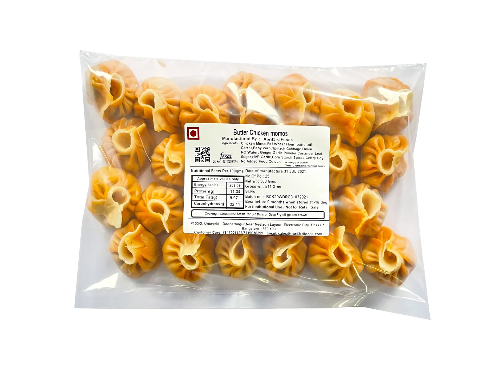 A3F - Butter Chicken Momos, 500 g (25 Pcs)